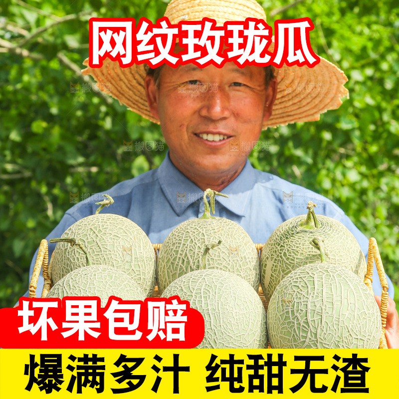 手里拿着网纹蜜瓜