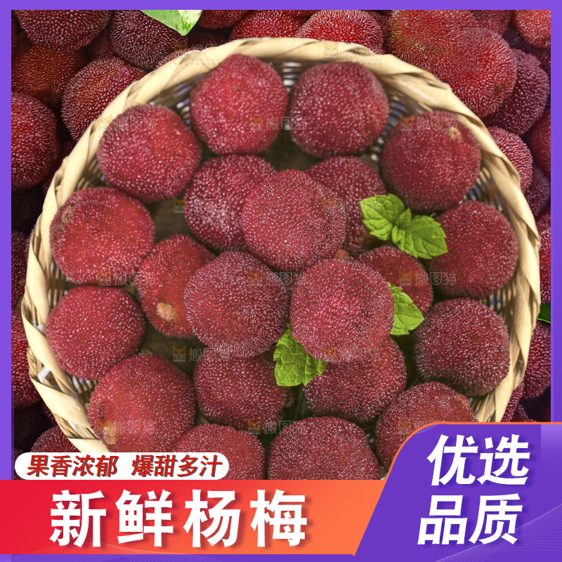 篮子里堆放着的杨梅