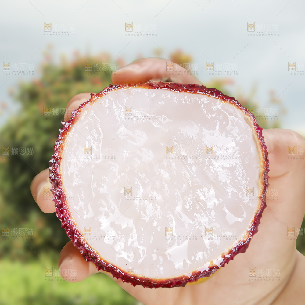 手里拿着无核荔枝