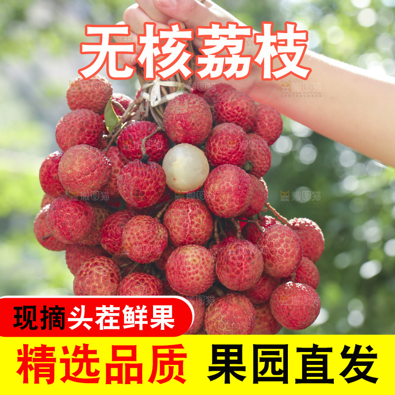 手里拿着无核荔枝
