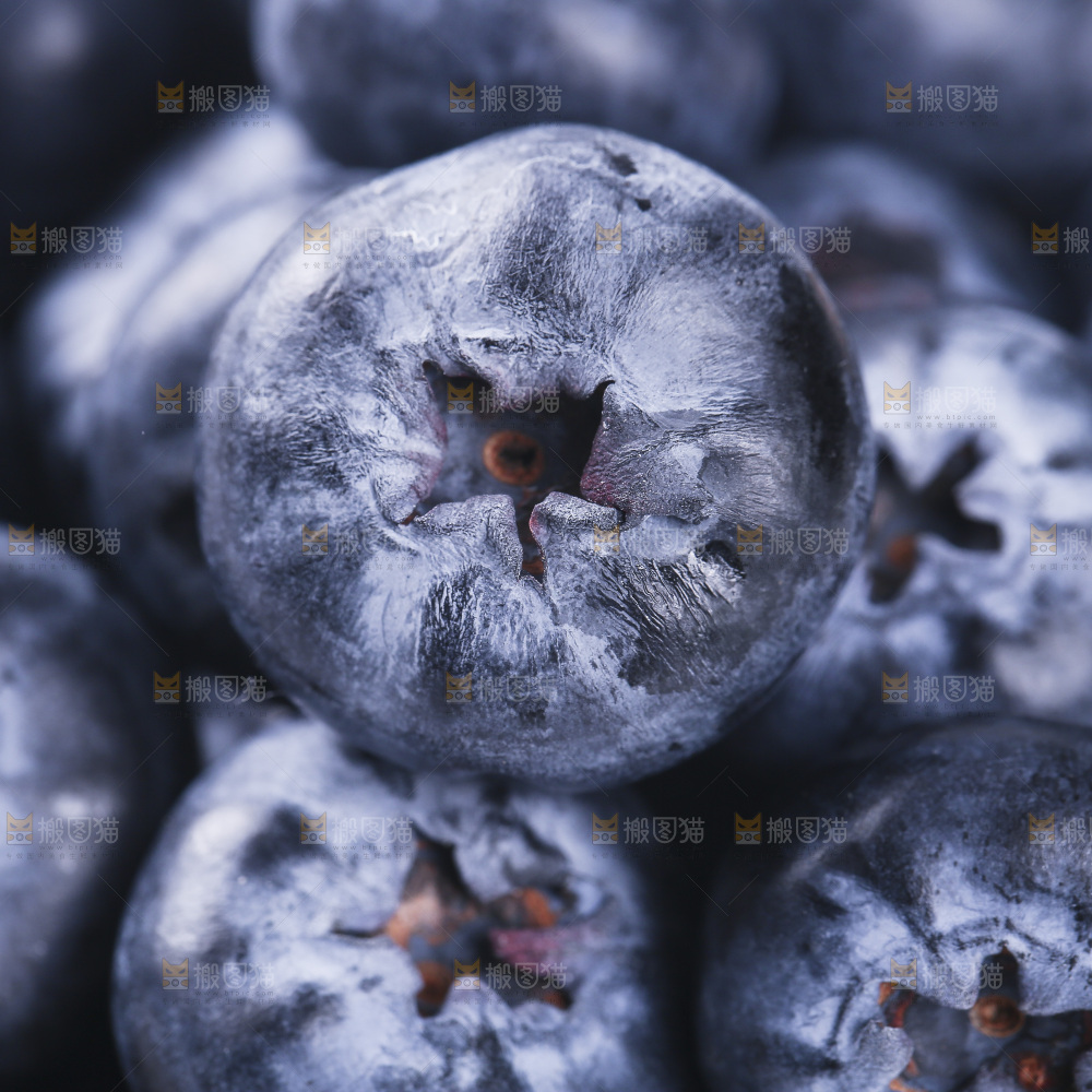 堆放着的新鲜蓝莓
