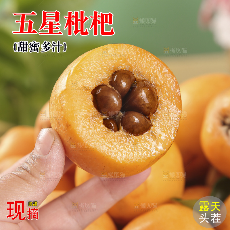 木底上的新鲜枇杷