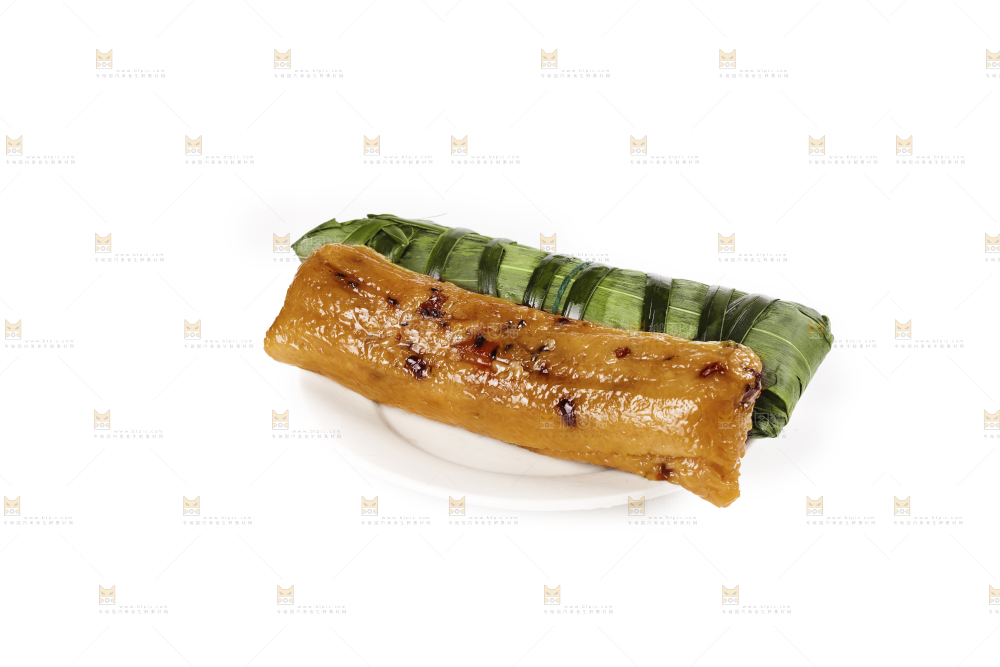 白底上的猪肉灰水粽