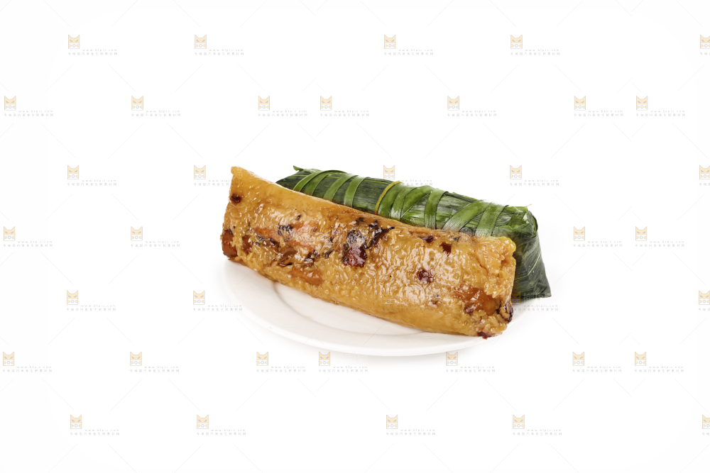 白底上的猪肉灰水粽