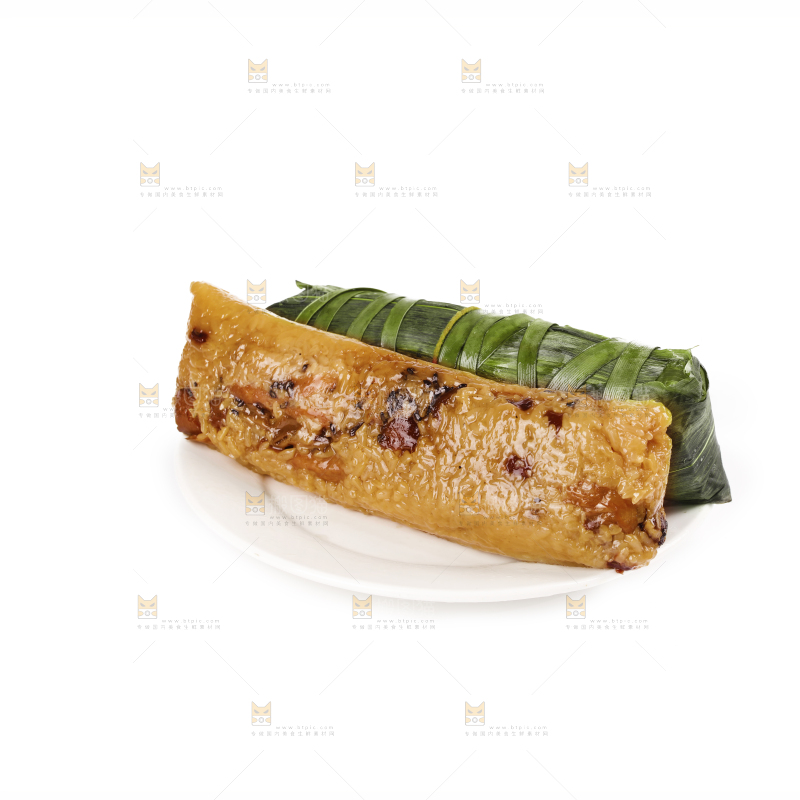 白底上的猪肉灰水粽