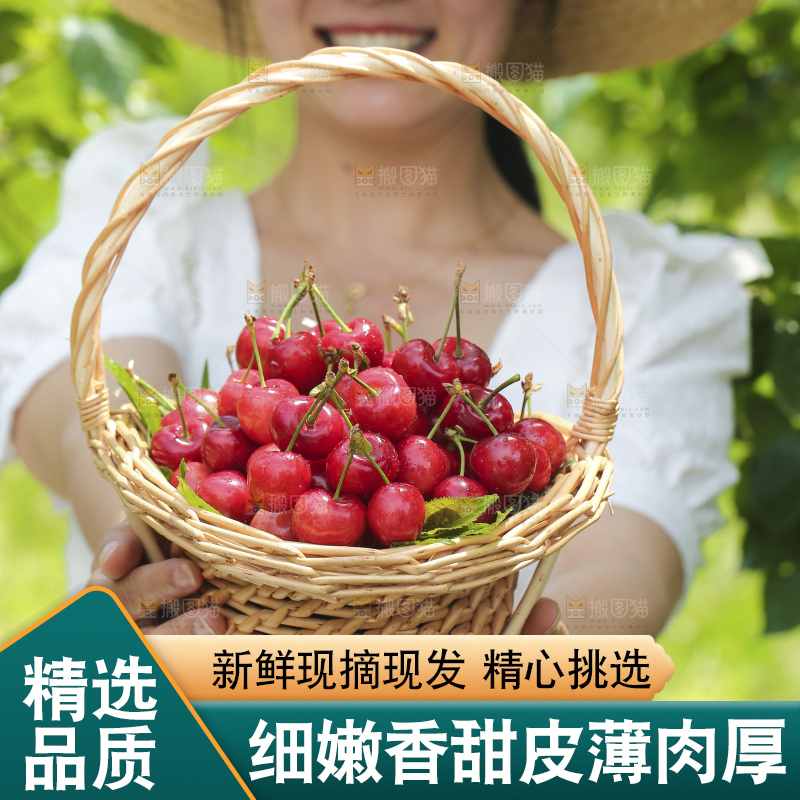 手里拿着车厘子