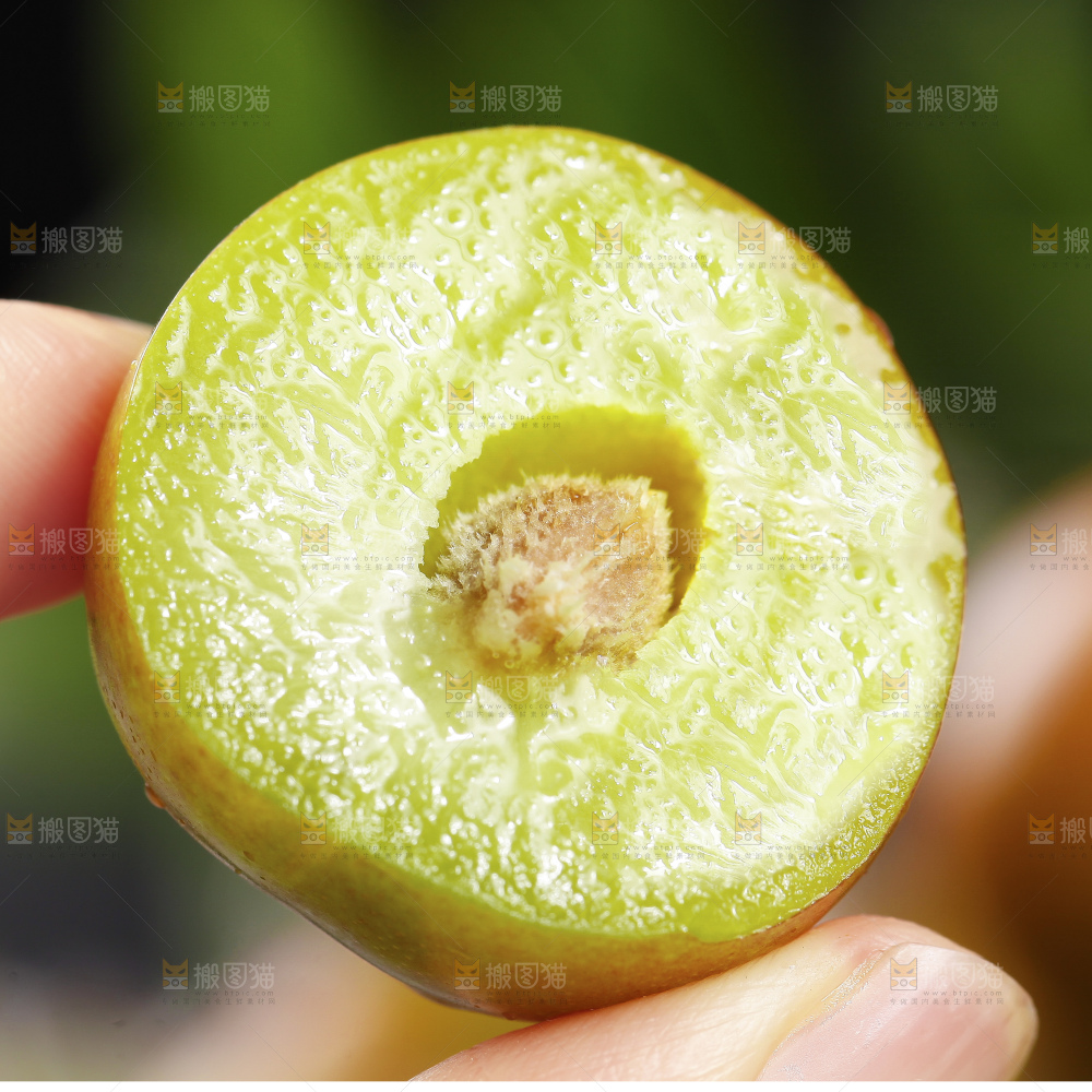 深底上的半边红李子