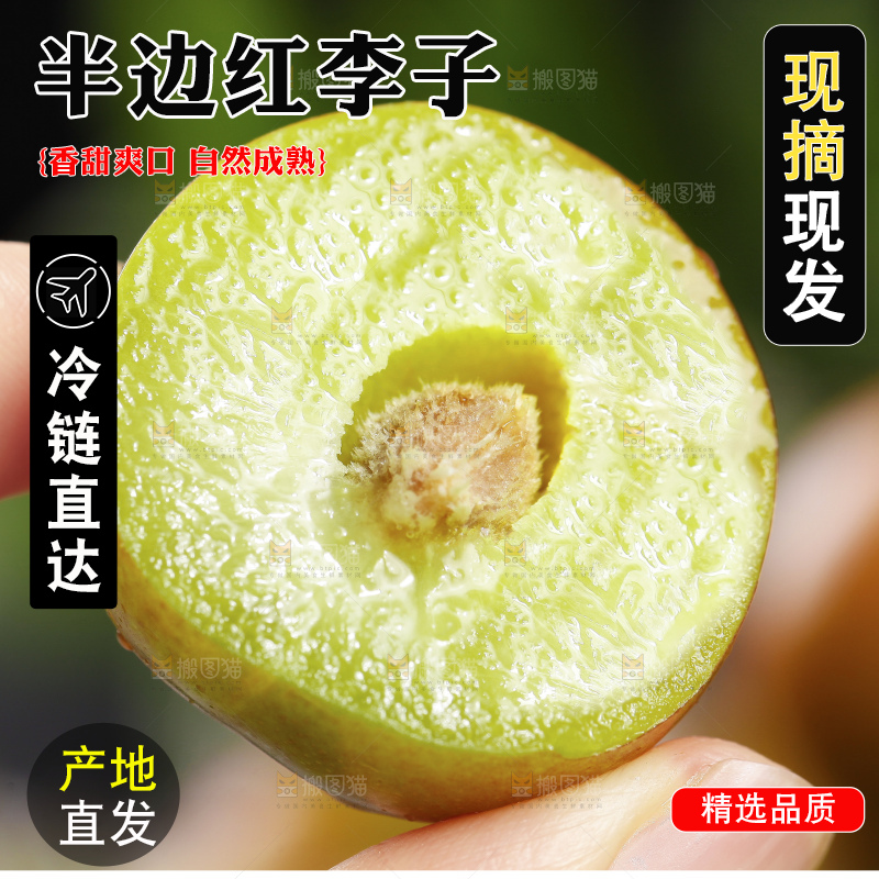 深底上的半边红李子