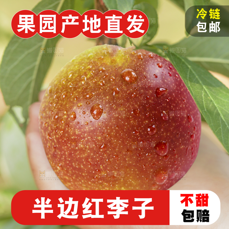 手里拿着半边红李子