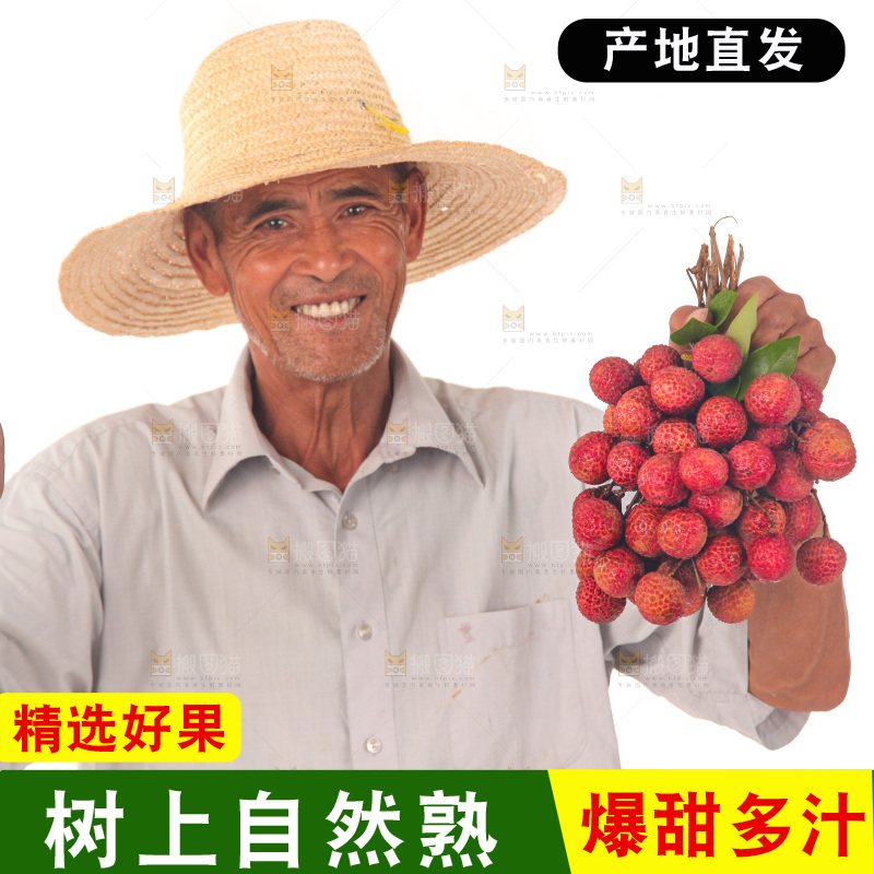 手里拿着新鲜荔枝