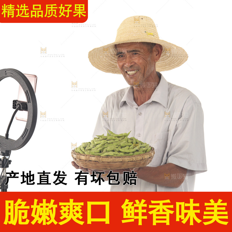 手里拿着现摘毛豆