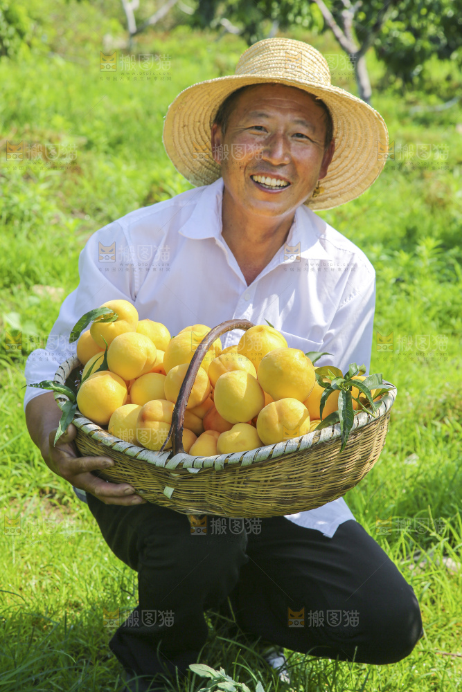 手里拿着黄毛桃