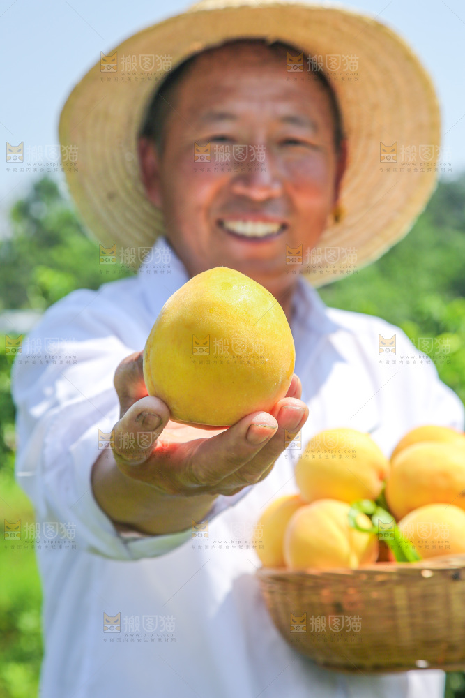 手里拿着黄毛桃
