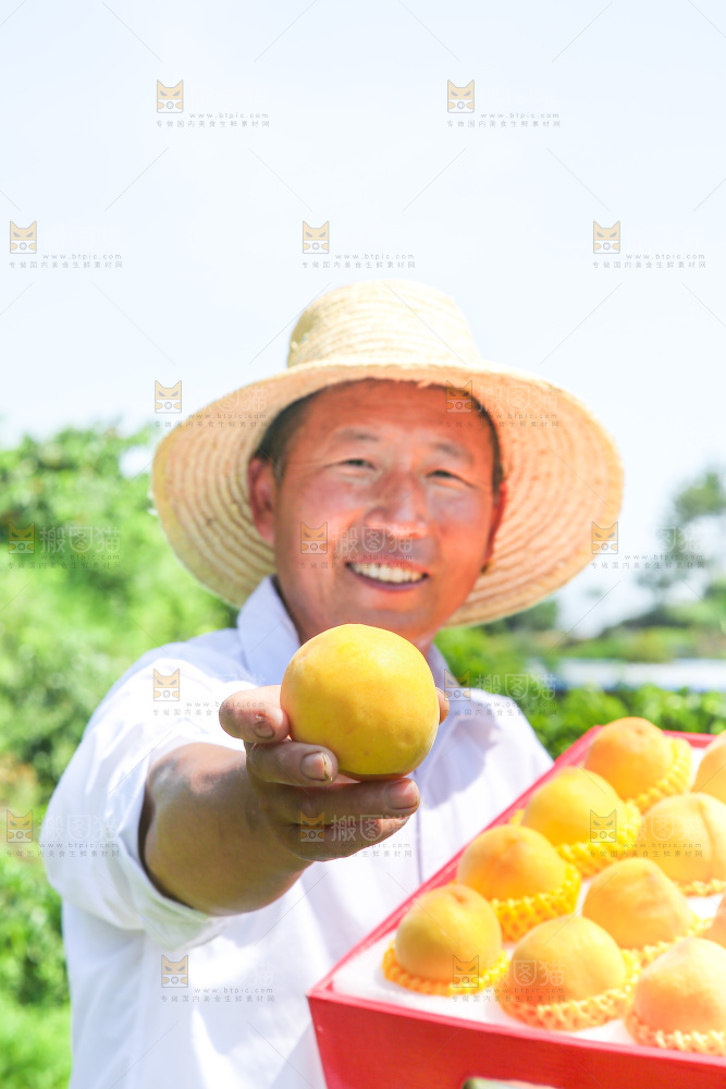 手里拿着黄毛桃