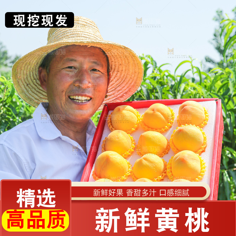 手里拿着黄毛桃