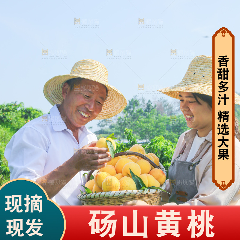 手里拿着黄毛桃