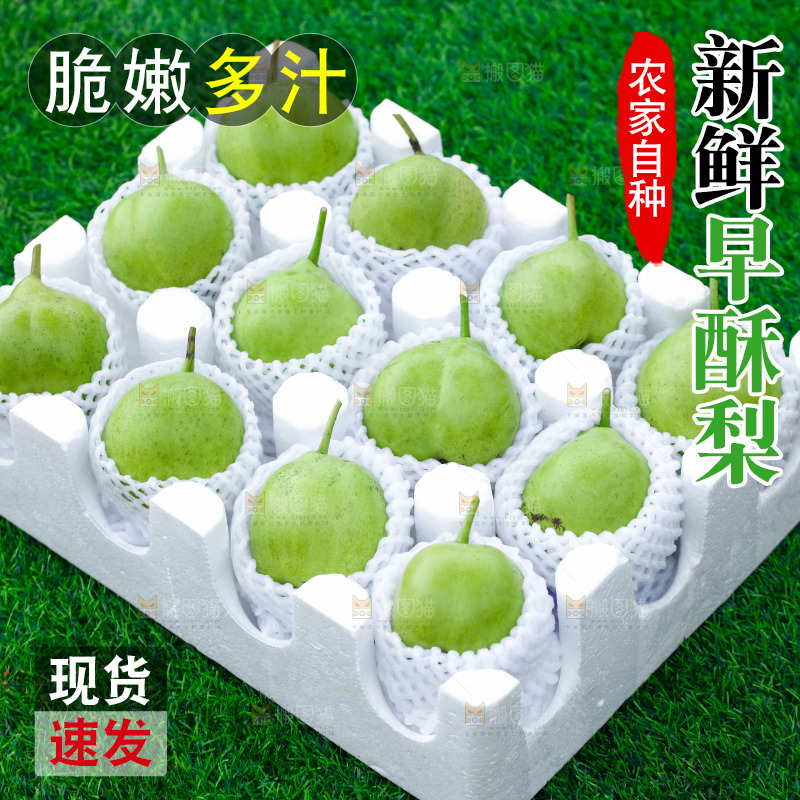 草地上的一箱早酥梨