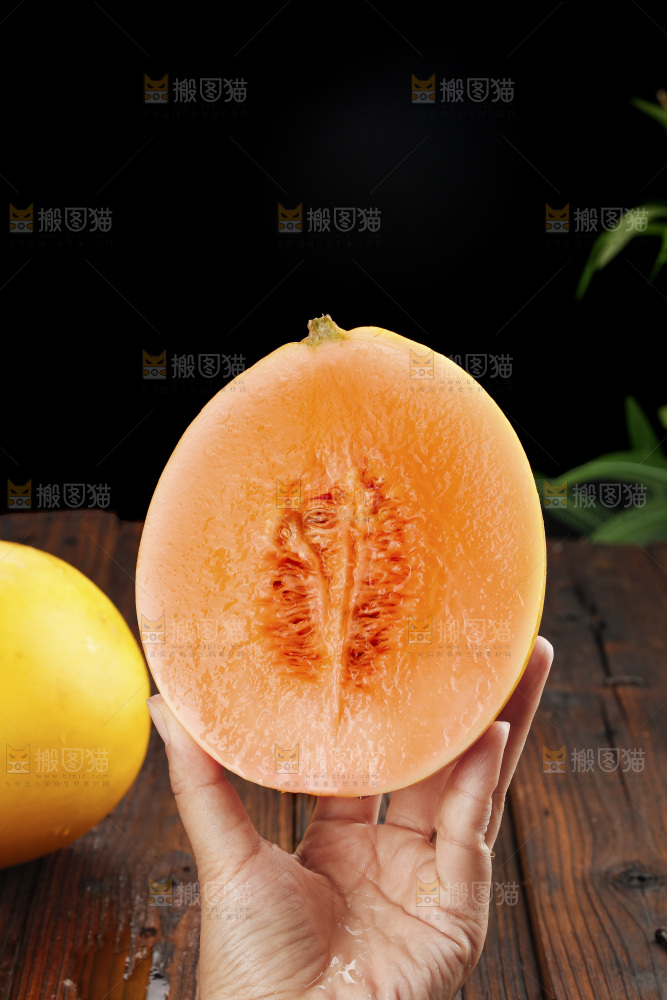 手里拿着的黄河蜜瓜