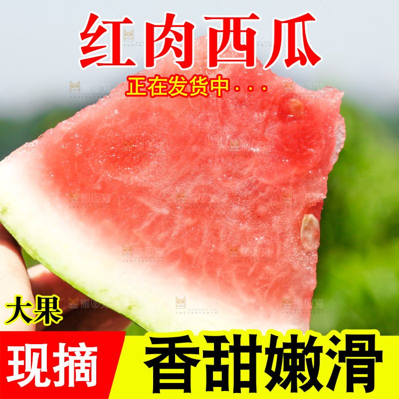手里拿着新鲜西瓜