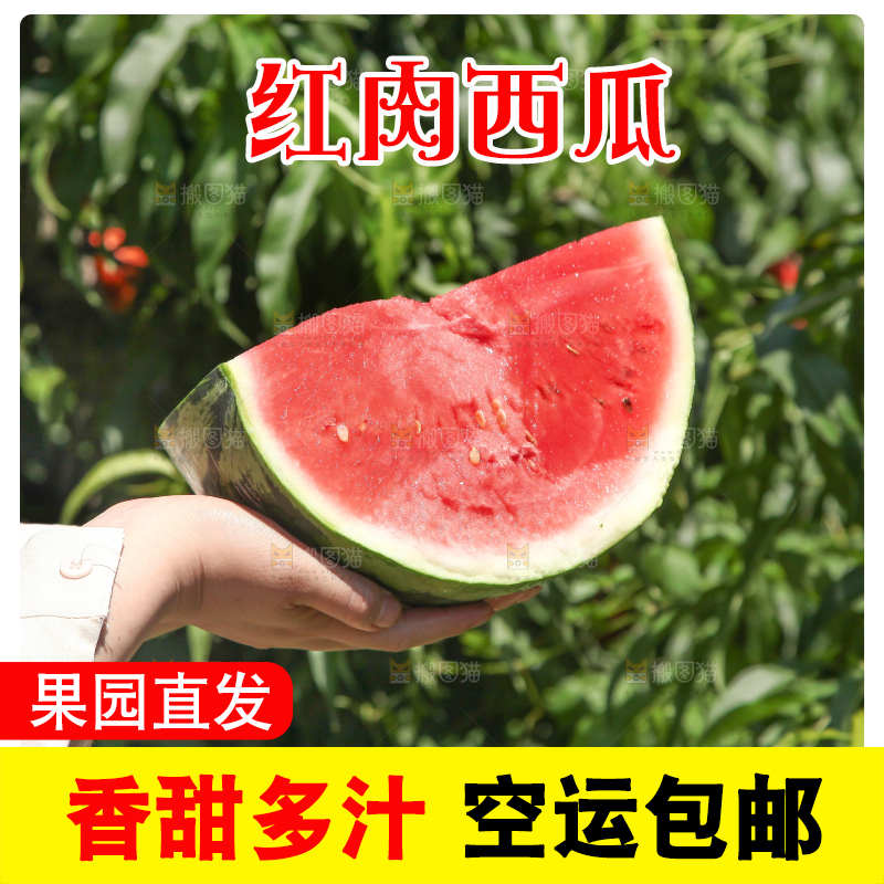手里拿着新鲜西瓜