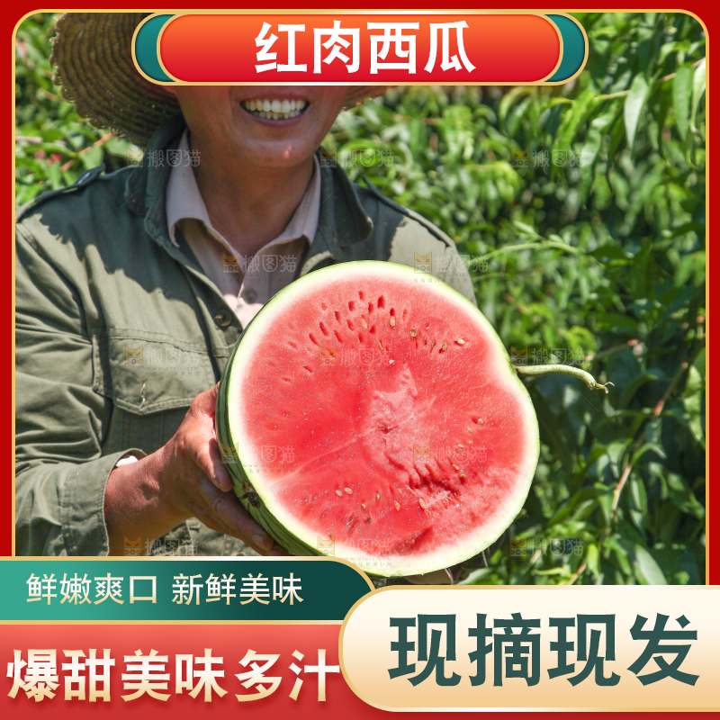 手里拿着新鲜西瓜