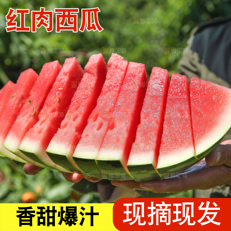 手里拿着新鲜西瓜