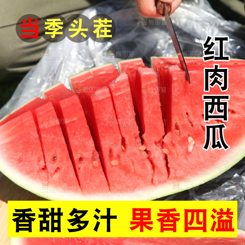 手里拿着新鲜西瓜
