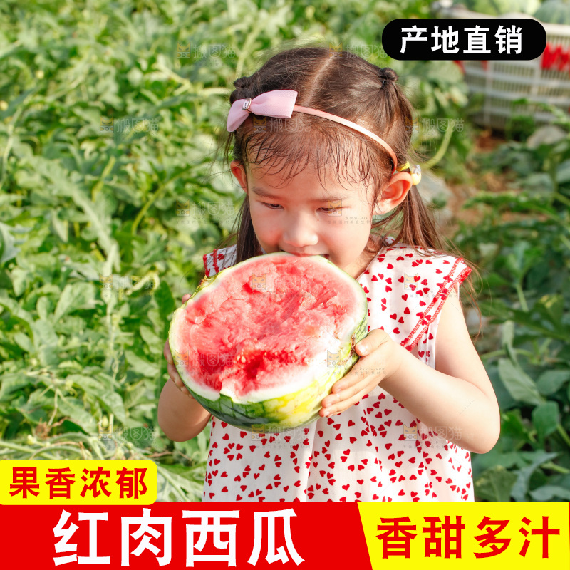 手里拿着新鲜西瓜
