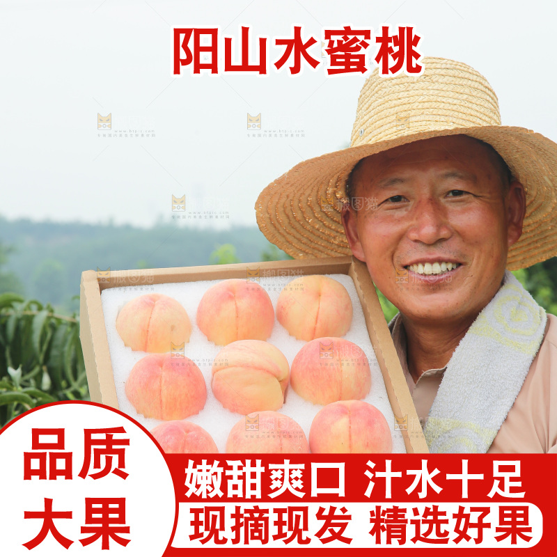 手里拿着一箱阳山水蜜桃