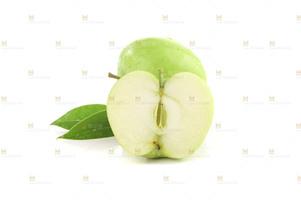 白底上的一箱青苹果
