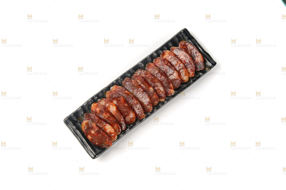 白底上的广式腊肠