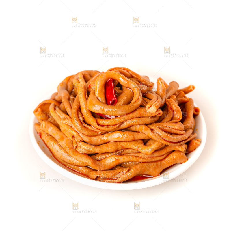白底上的卤鸭肠