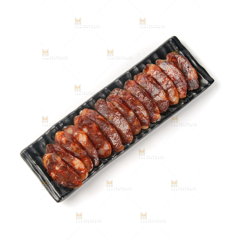 白底上的广式腊肠