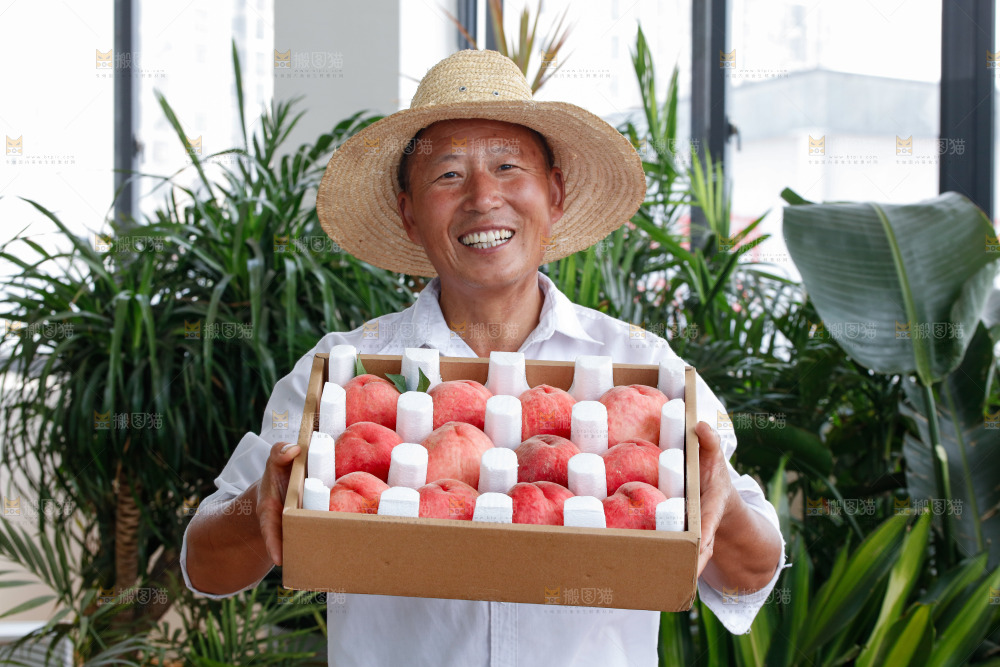 手里拿着苹果桃