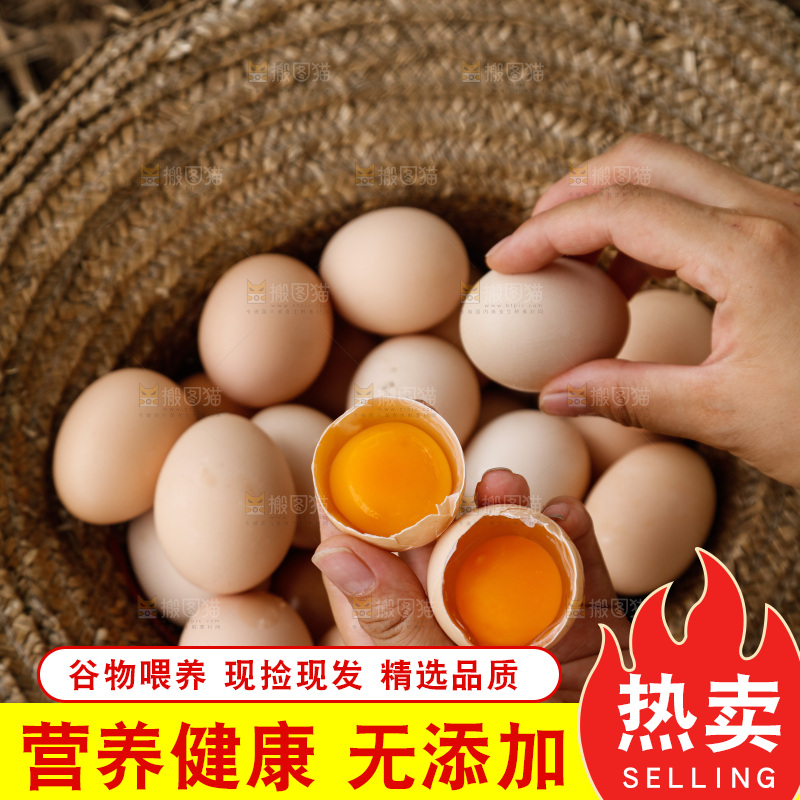 地上放着新鲜土鸡蛋