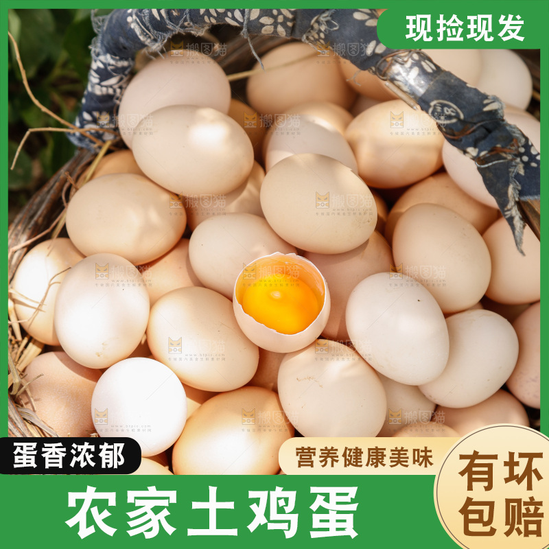 地上放着新鲜土鸡蛋