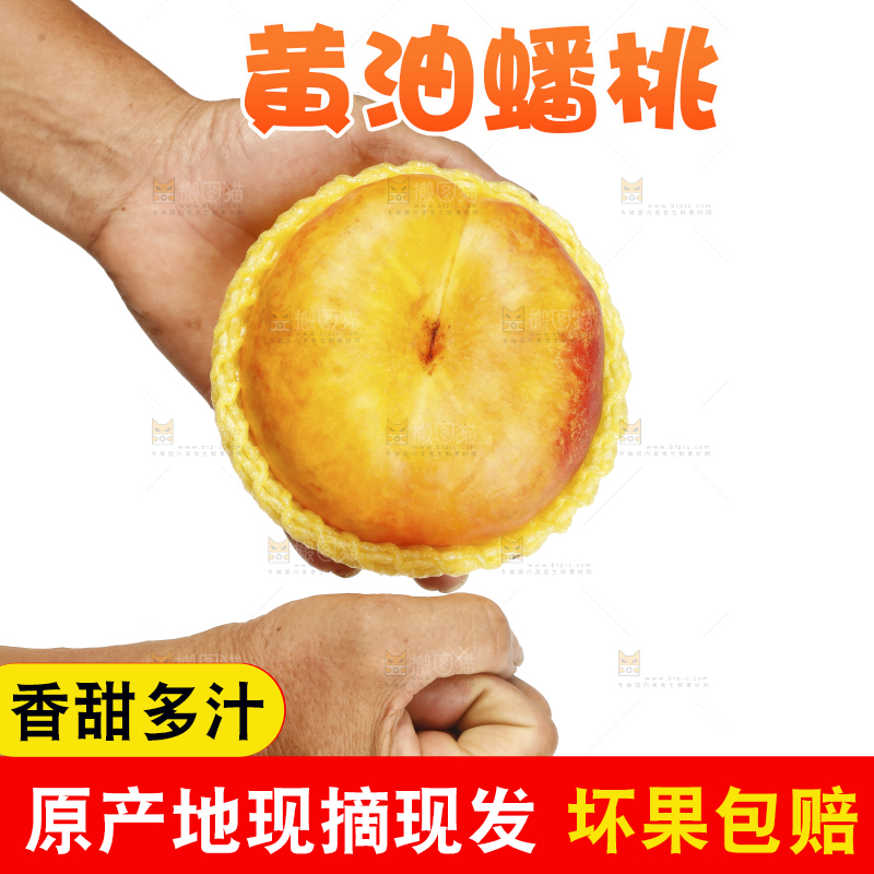 白底摆放着黄油蟠桃