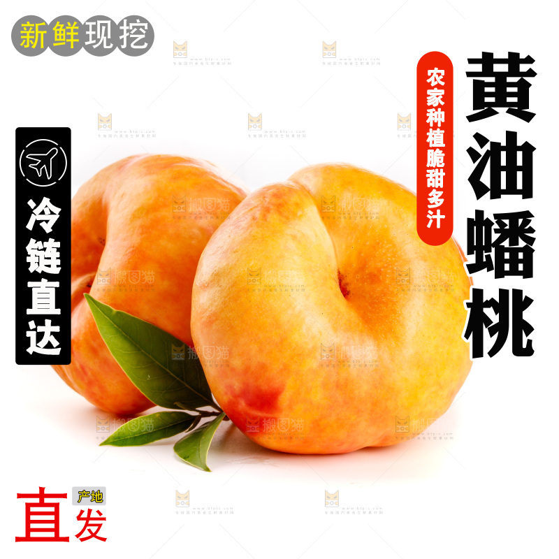 白底摆放着黄油蟠桃