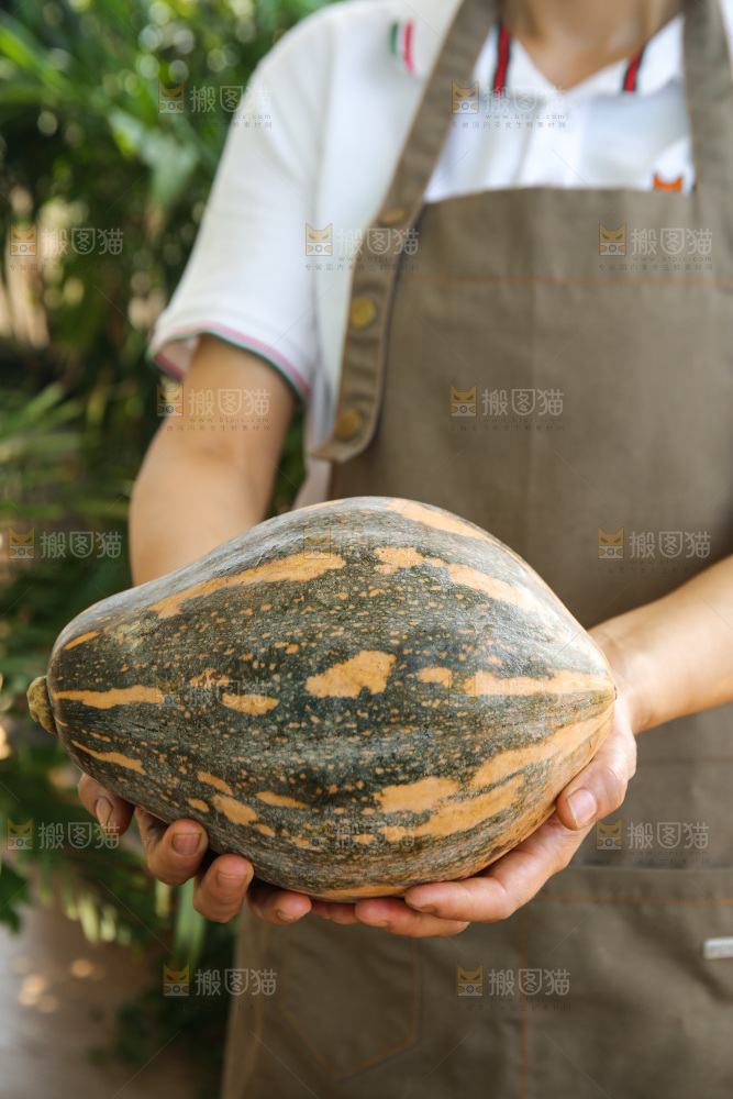 手里拿着香芋南瓜