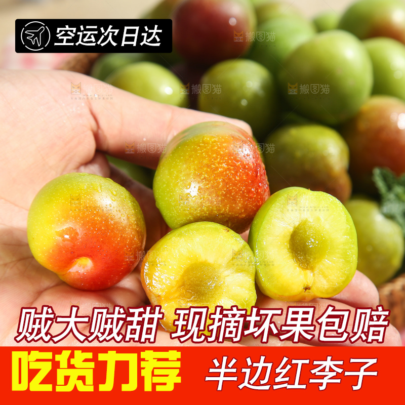 浅底上的半边红李子