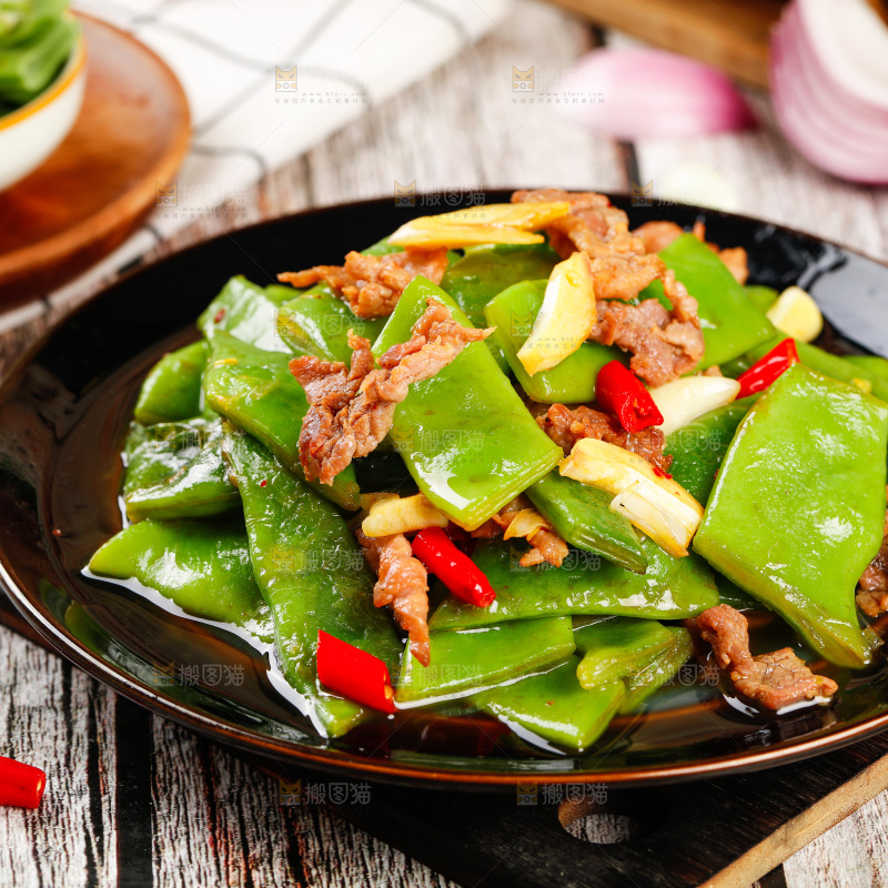 木底上的油豆角
