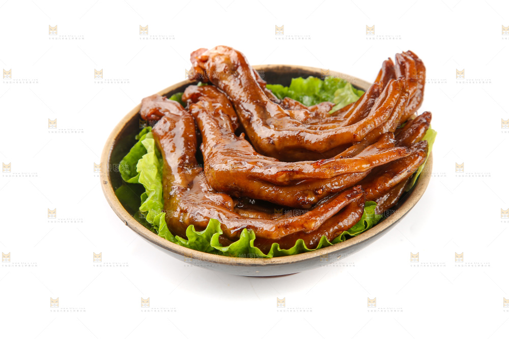 白底上的卤鸭脚