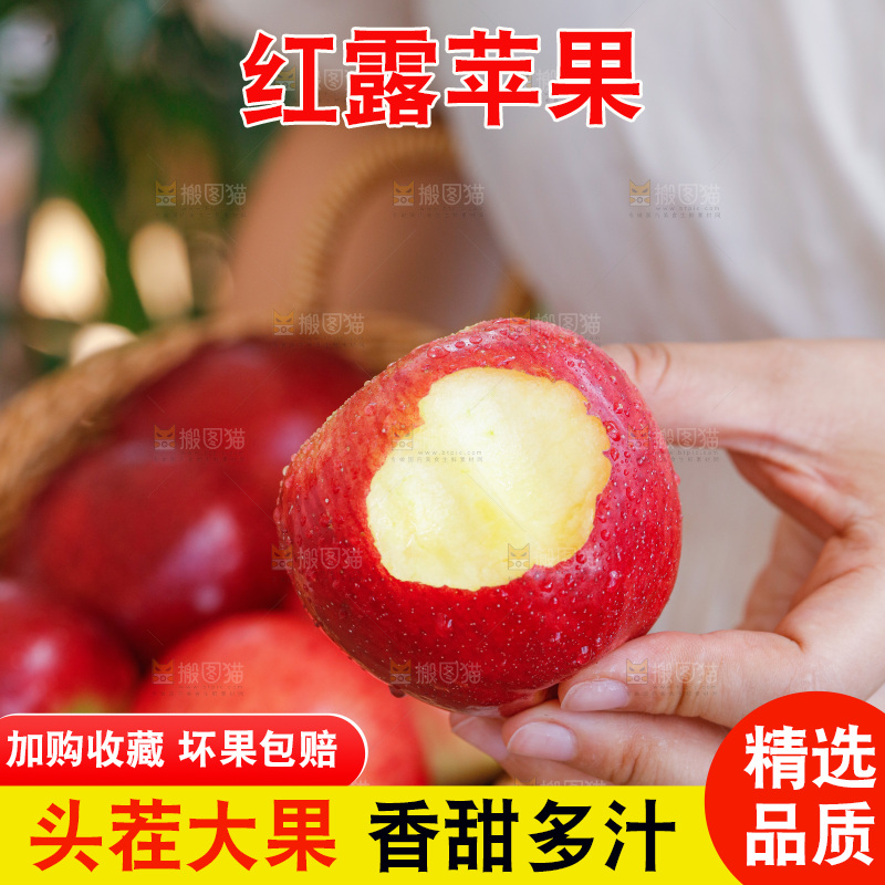 手里拿着红露苹果