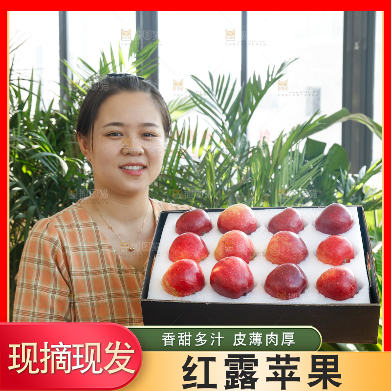手里拿着红露苹果