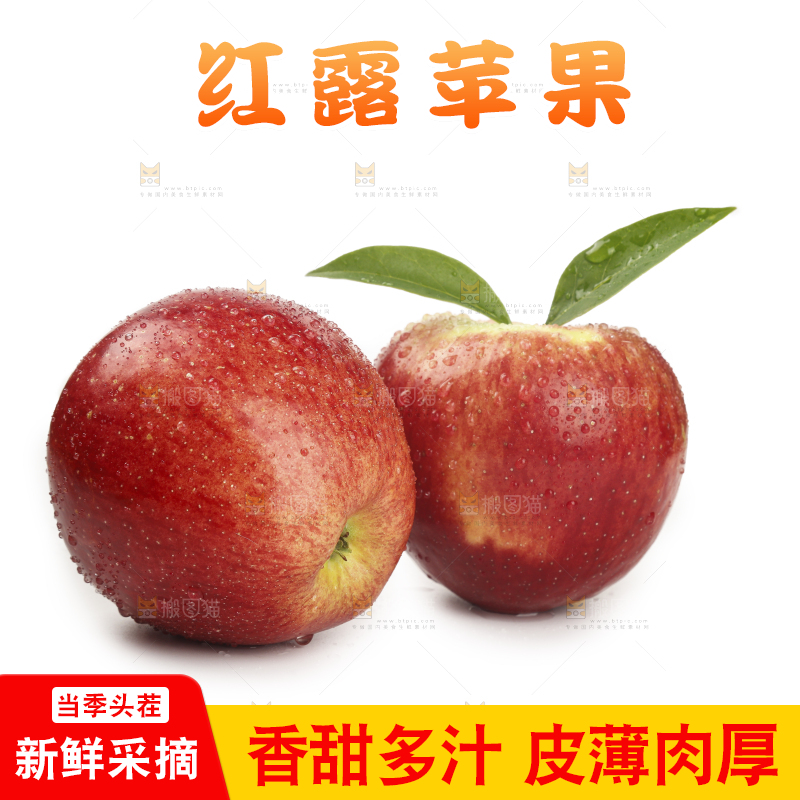 白底上的红露苹果