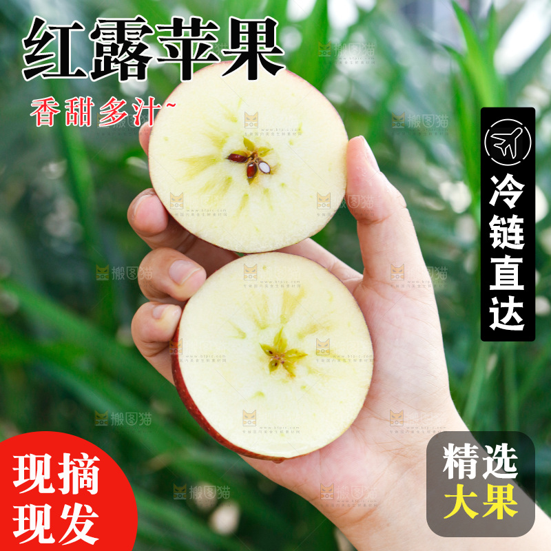 手里拿着红露苹果