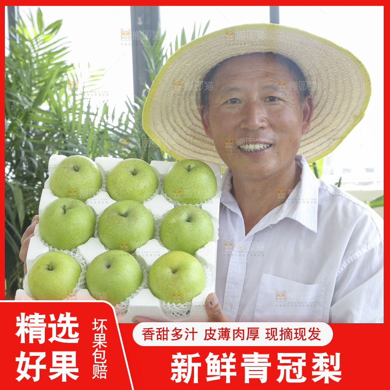 手里拿着一盒青皇冠梨