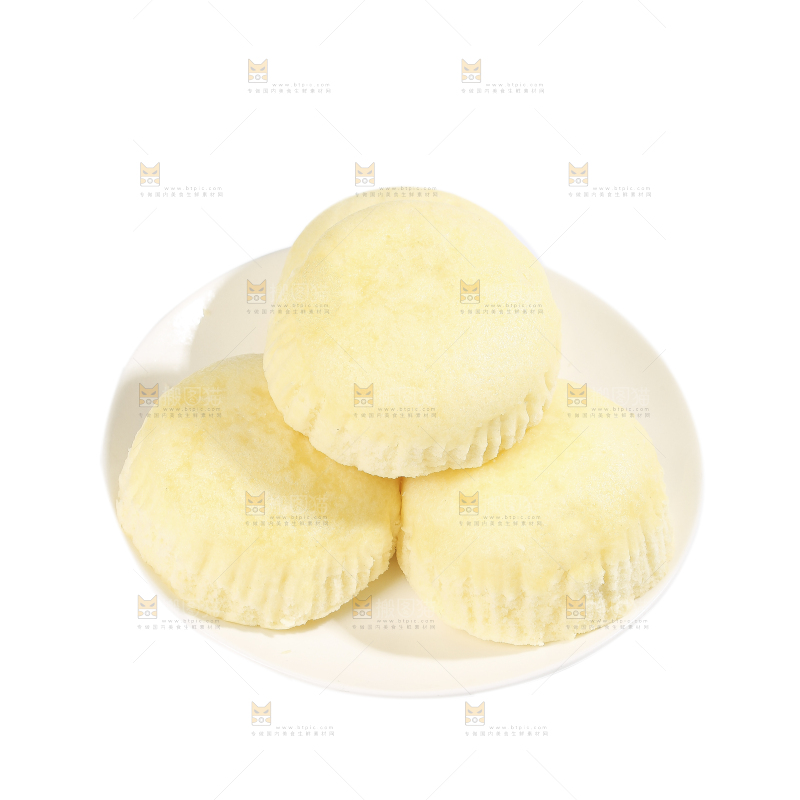 白底上的蒸蛋糕
