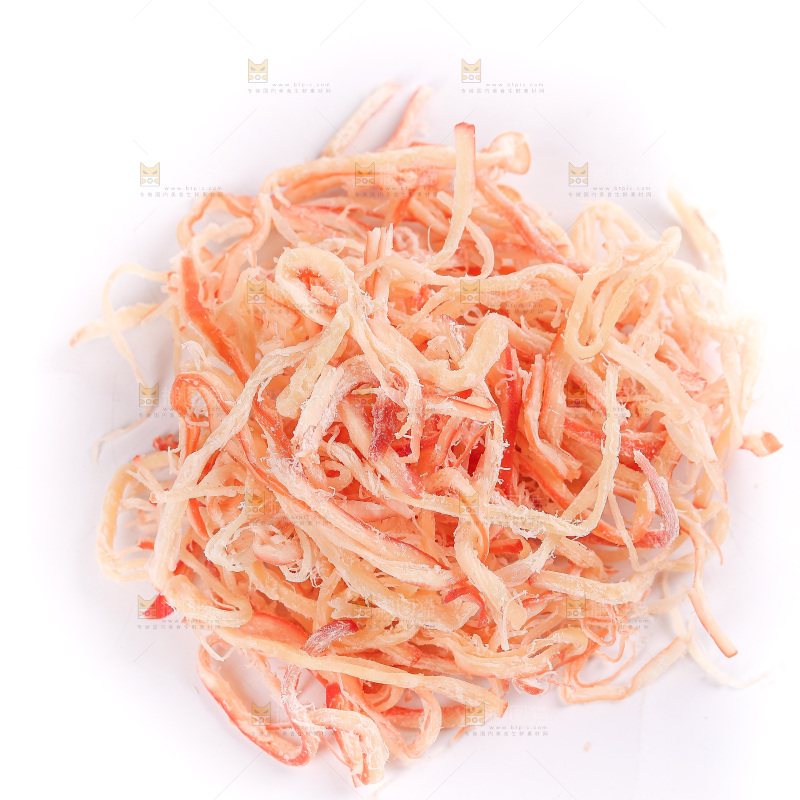 白底上的鱿鱼丝