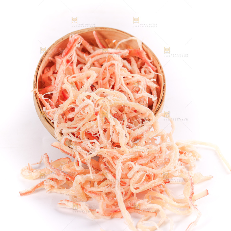 白底上的鱿鱼丝